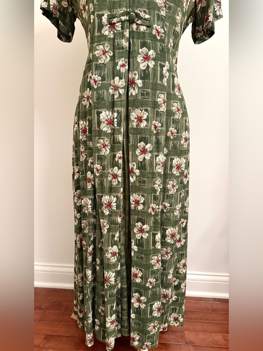 Westport LTD Vintage Green Cream Floral SZ 6 Countrycore Prairie Boho 90’s Dress - Picture 3 of 11